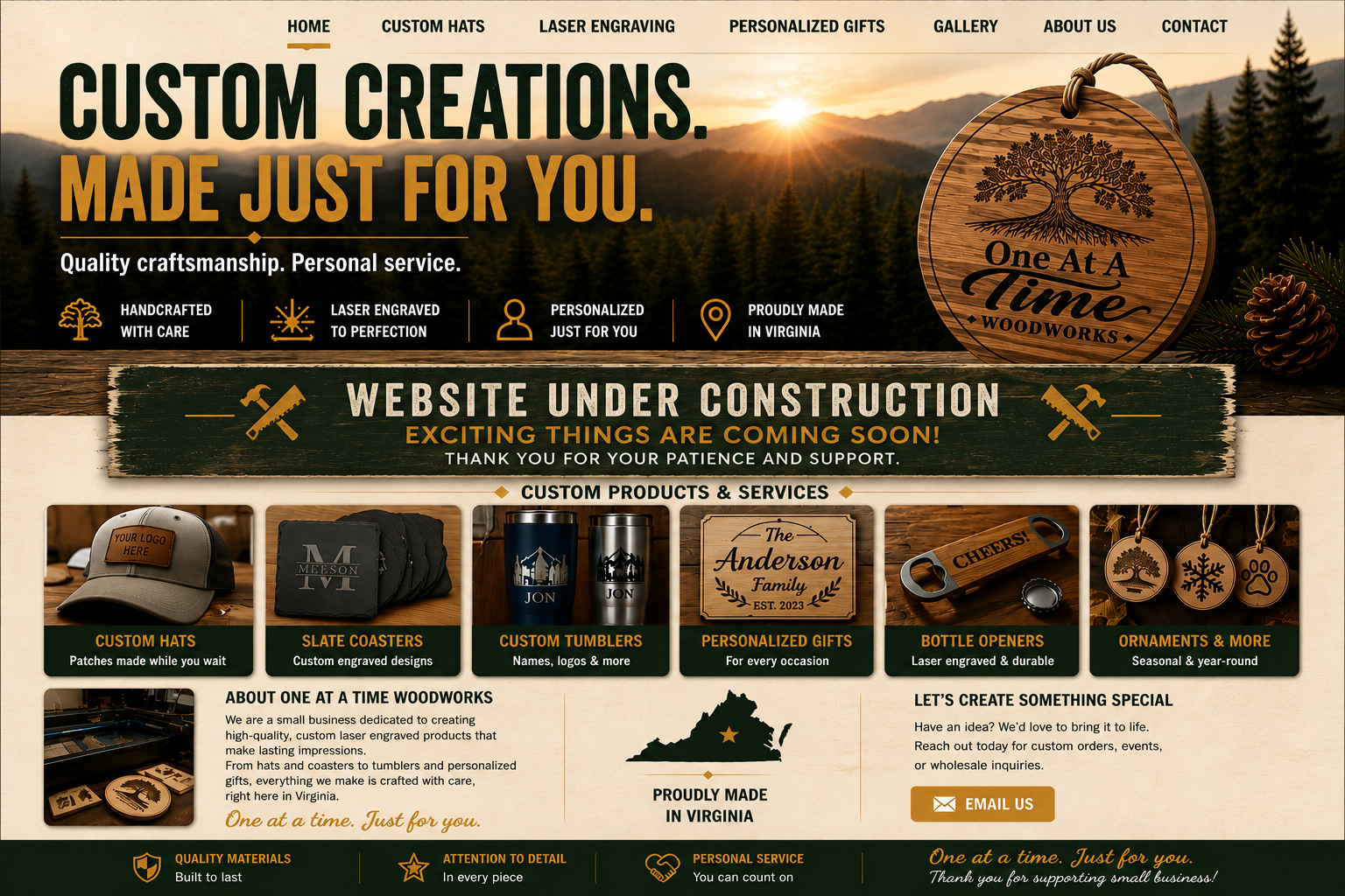 One At A Time Woodworks - Website Under Construction